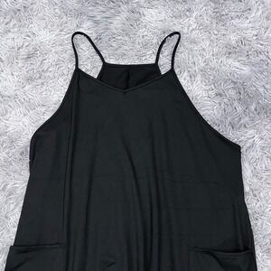 Black Sleeveless V-Neck Wide Leg Jumpsuit with Pockets Size 3X XXXL Relaxed Fit